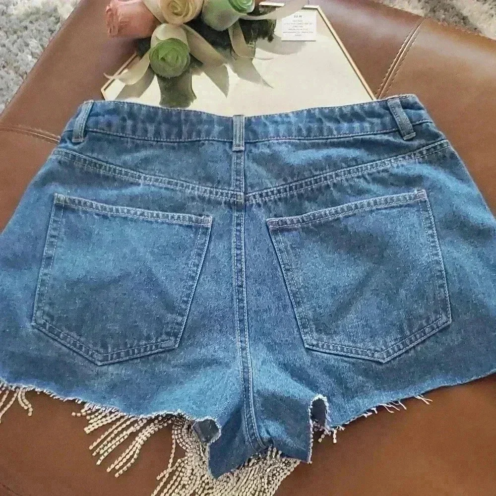 Rhinstone jean shorts